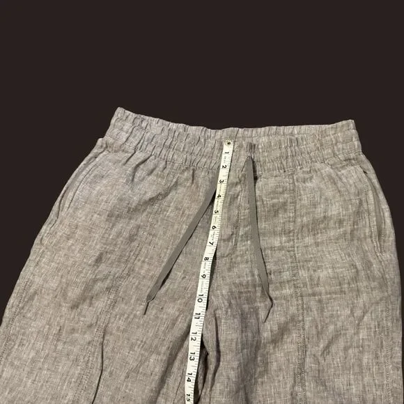 Athleta Pants Womens M Retreat Linen High Rise Ankle Pyrite Brown Lounge Beachy - Picture 10 of 13